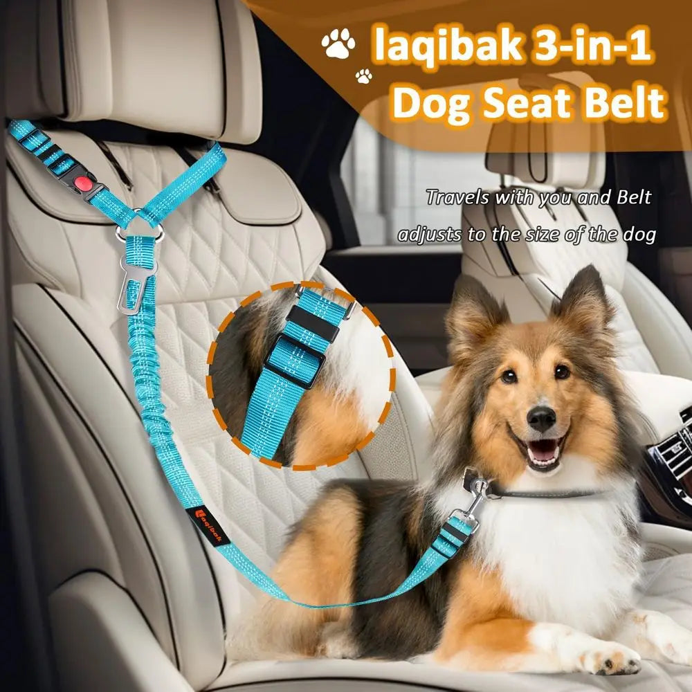 Dog Car Seat Belt 3 In 1 Retractable Restraint For Pets