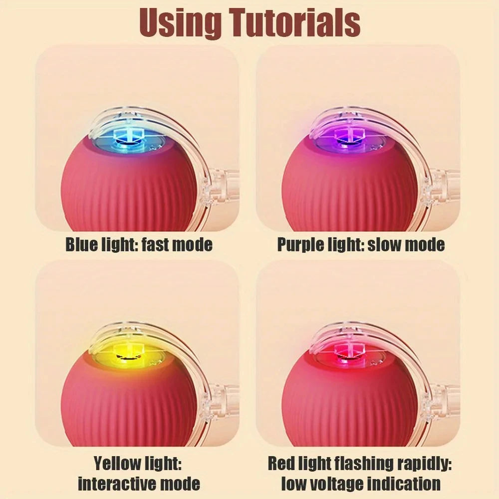 Interactive LED Cat Toy Ball With Adjustable Speed Rope Tail