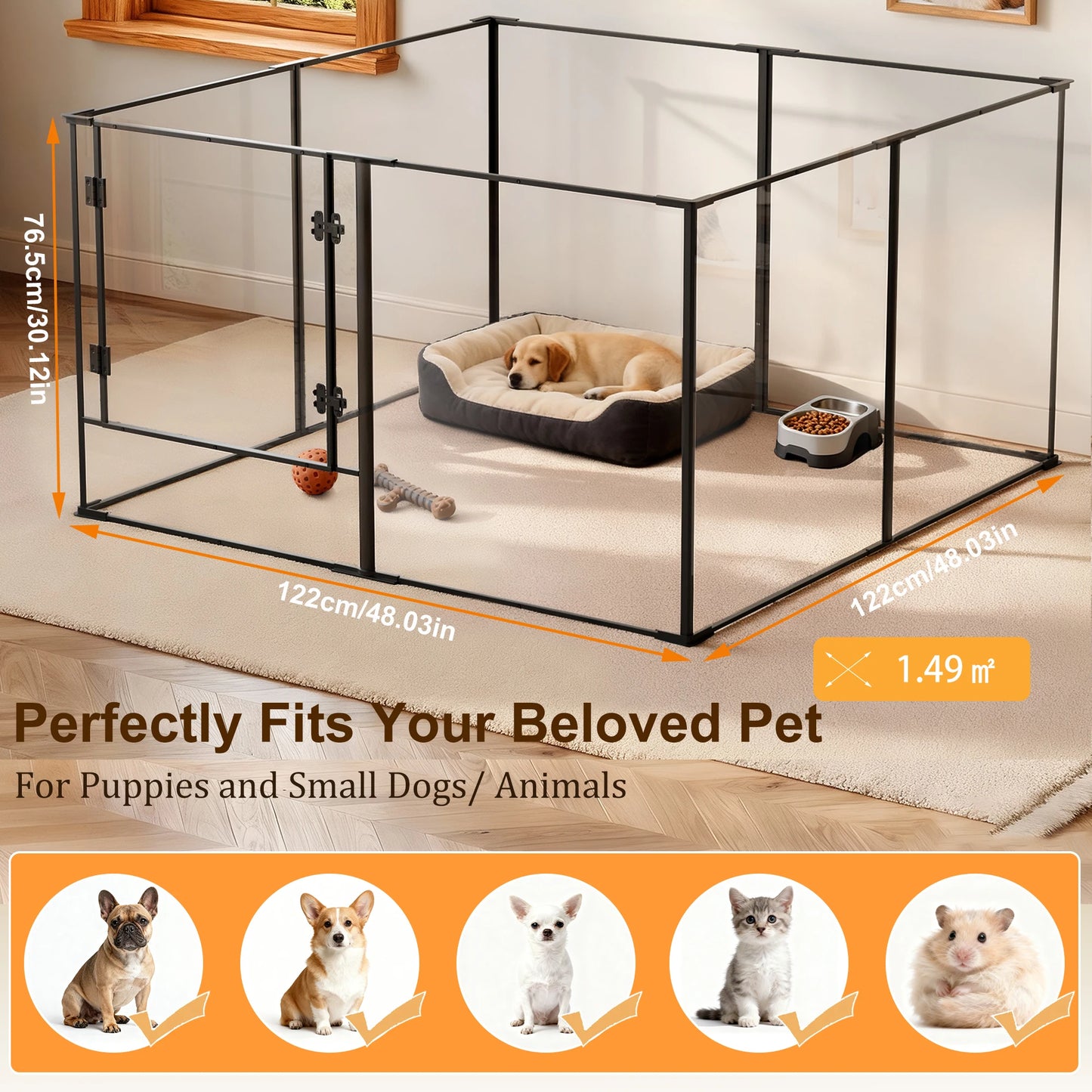 Borwart Acrylic Pet Playpen With Aluminum Frame For All Pets