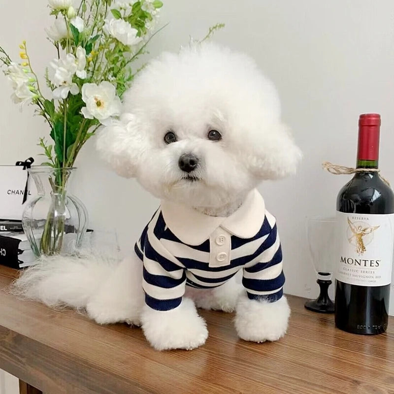 Summer Polo Shirt for Dogs Striped Cooling Vest Small Medium
