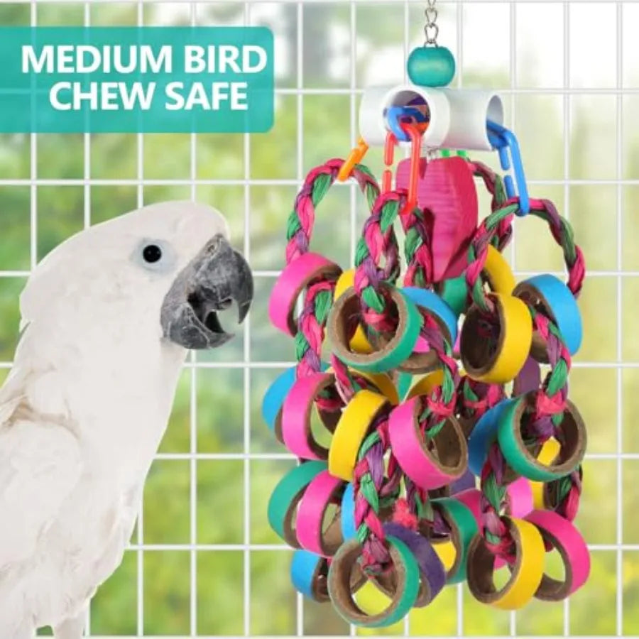 Conure Bird Toys Foraging Shredder Bagel Chewy Rings 24 Pieces