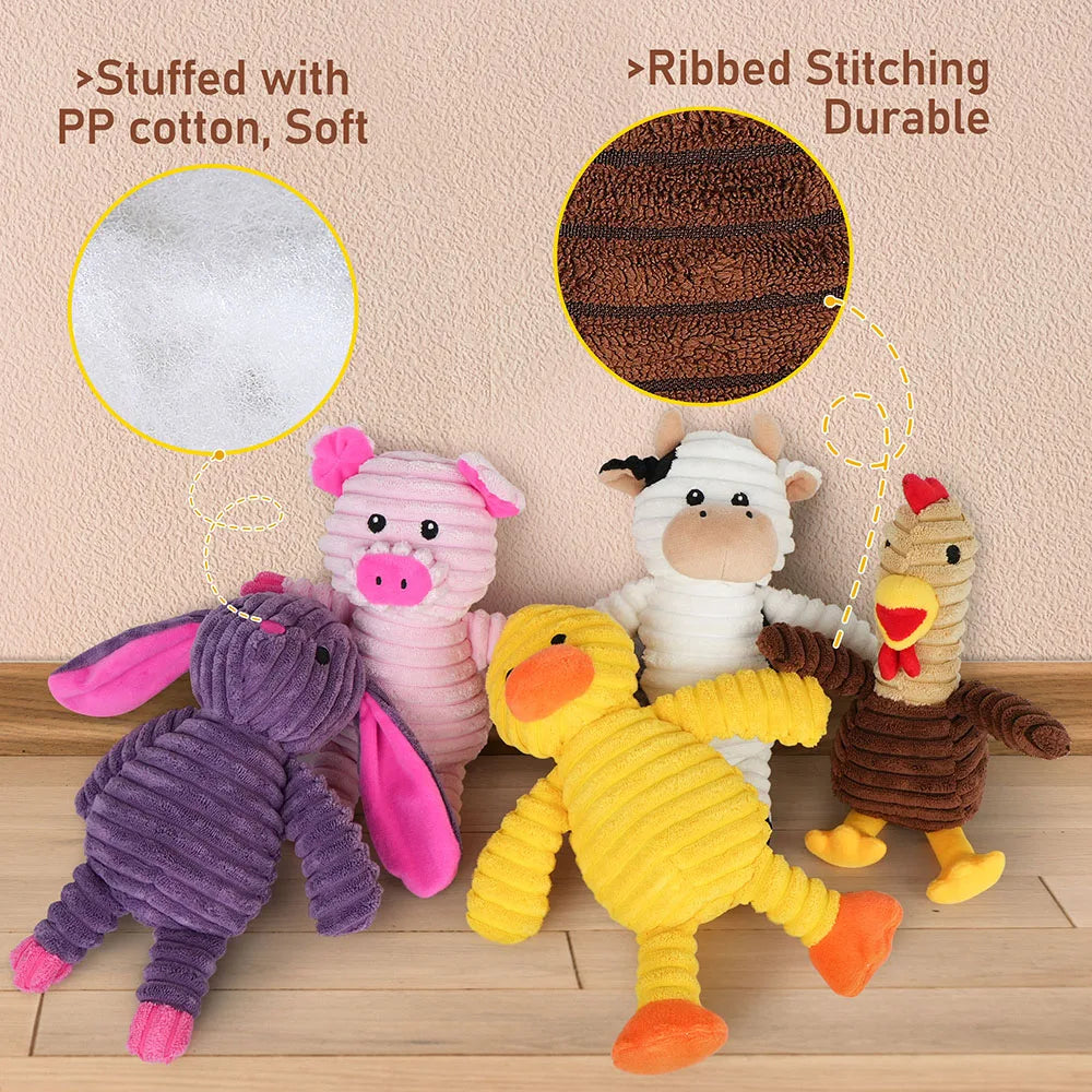 5 Pack Plush Dog Toys Squeaky Chew Bundle For Dogs