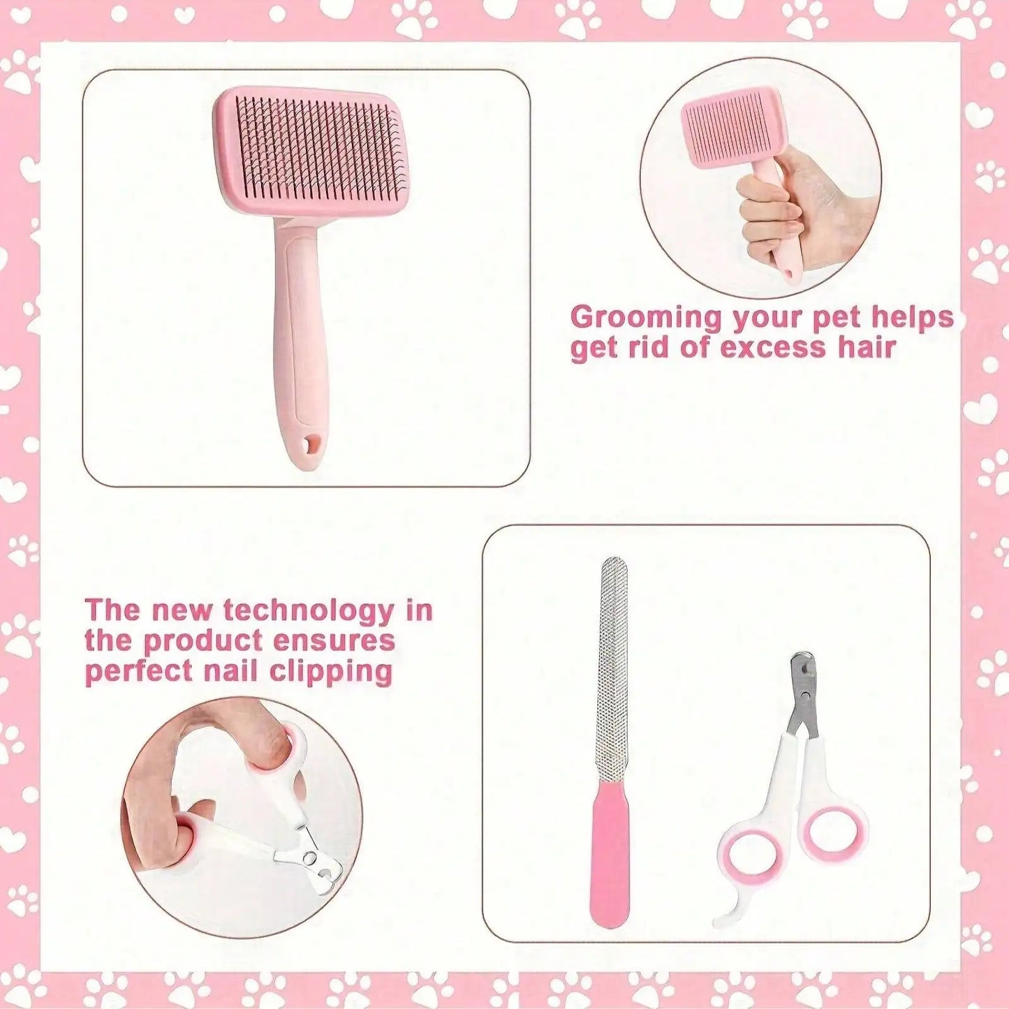 Pet Grooming Kit Nail Clippers Flea Comb And Dental Toothbrush