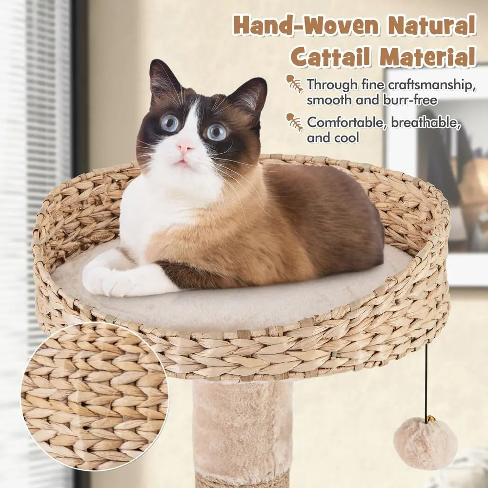 Multilevel Cat Tree Tower With Jute Scratching Posts And Bed
