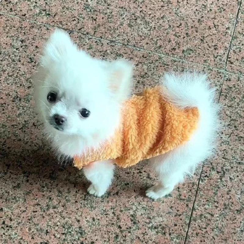 Cute Print Tea Cup Dog Sweater Winter Warm Fleece Clothing