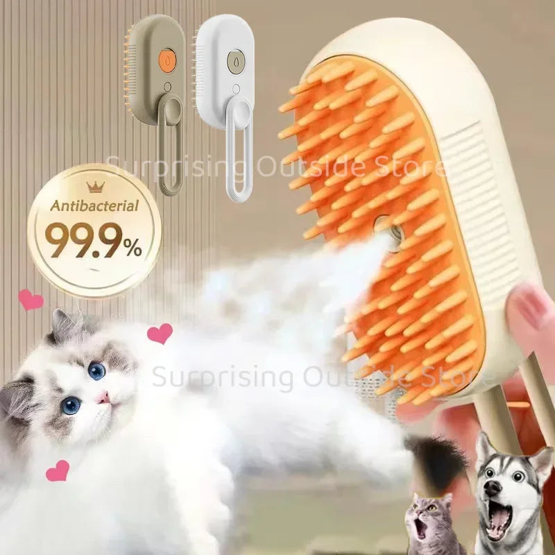 Cat Dog Steam Brush 3 In 1 Massaging Grooming Comb