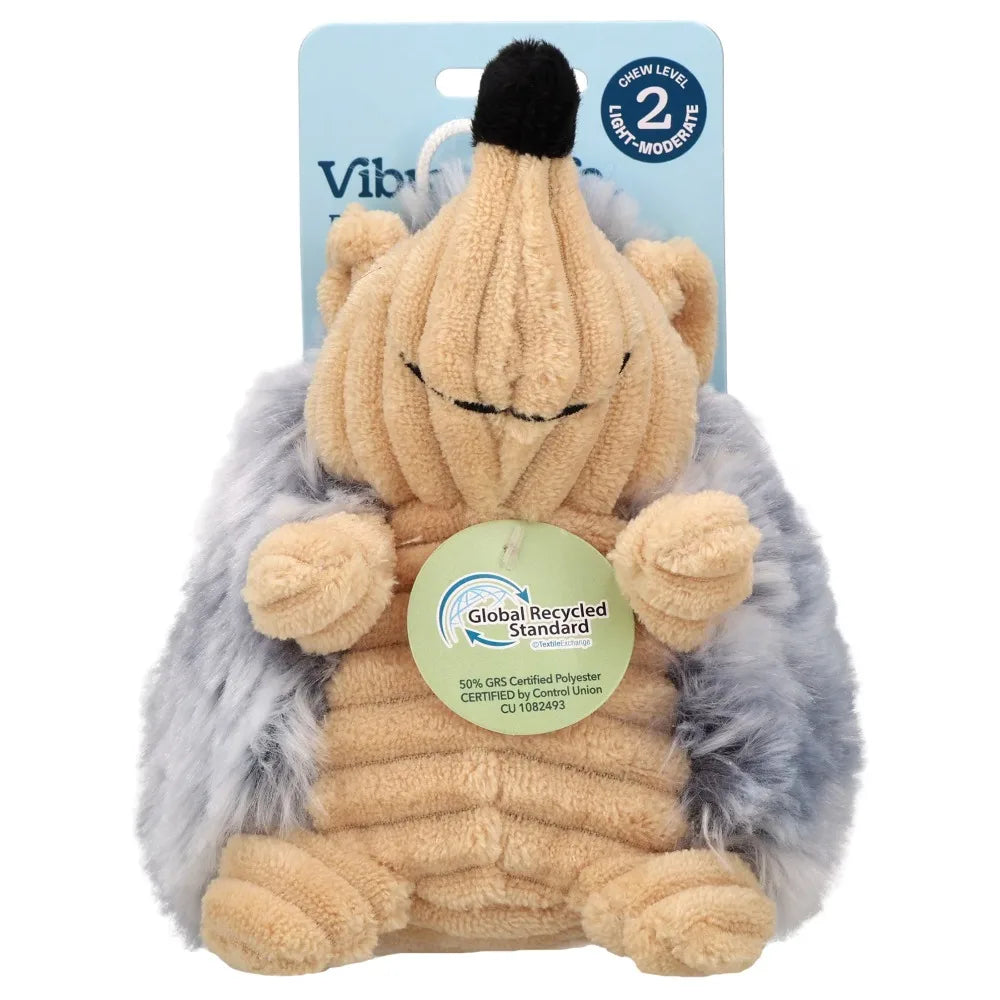 Gray Hedgehog Plush Dog Toy With Squeaker For Aggressive Chewers