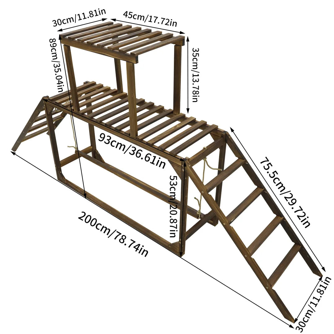 Pine Wood Chicken Perch Swing With Roosting Bars And Ladder