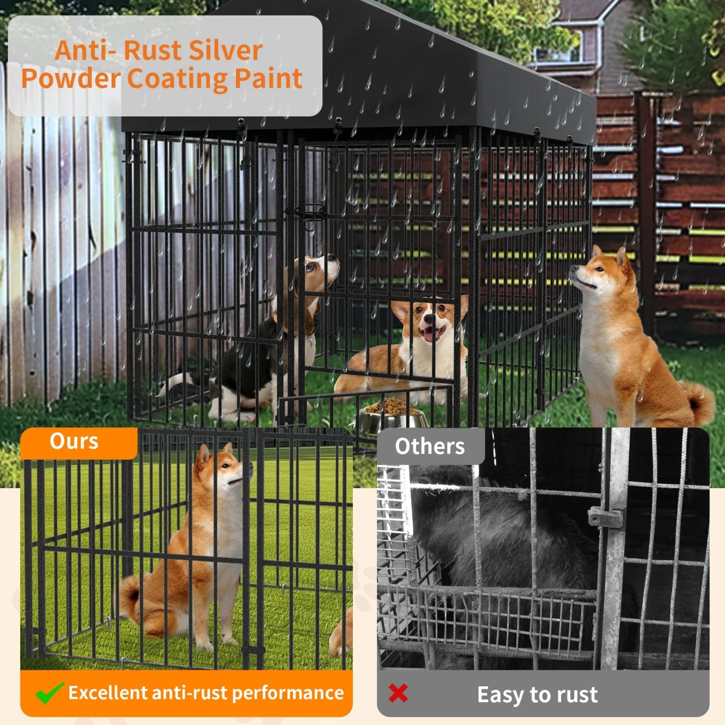 Outdoor Heavy Duty Dog Kennel With Roof For Large Dogs