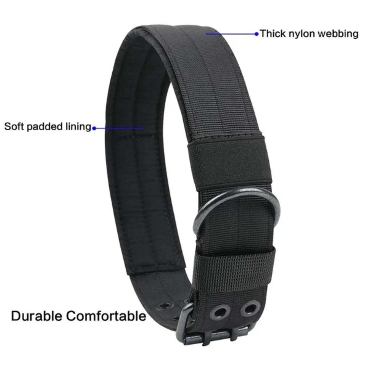 Tactical Heavy Duty Nylon Dog Collar With Metal Buckle
