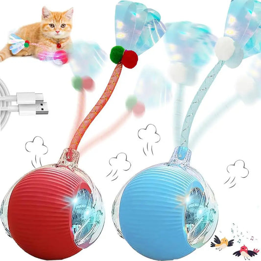 Automatic Interactive Cat Toy With Elastic Mesh Tail And Ball