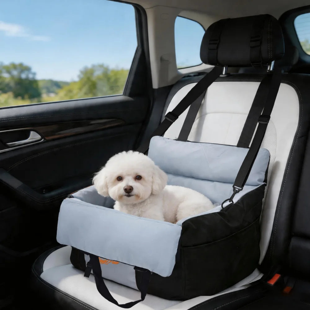 Borwart Portable Dog Car Seat With Safety Belt Storage Pocket