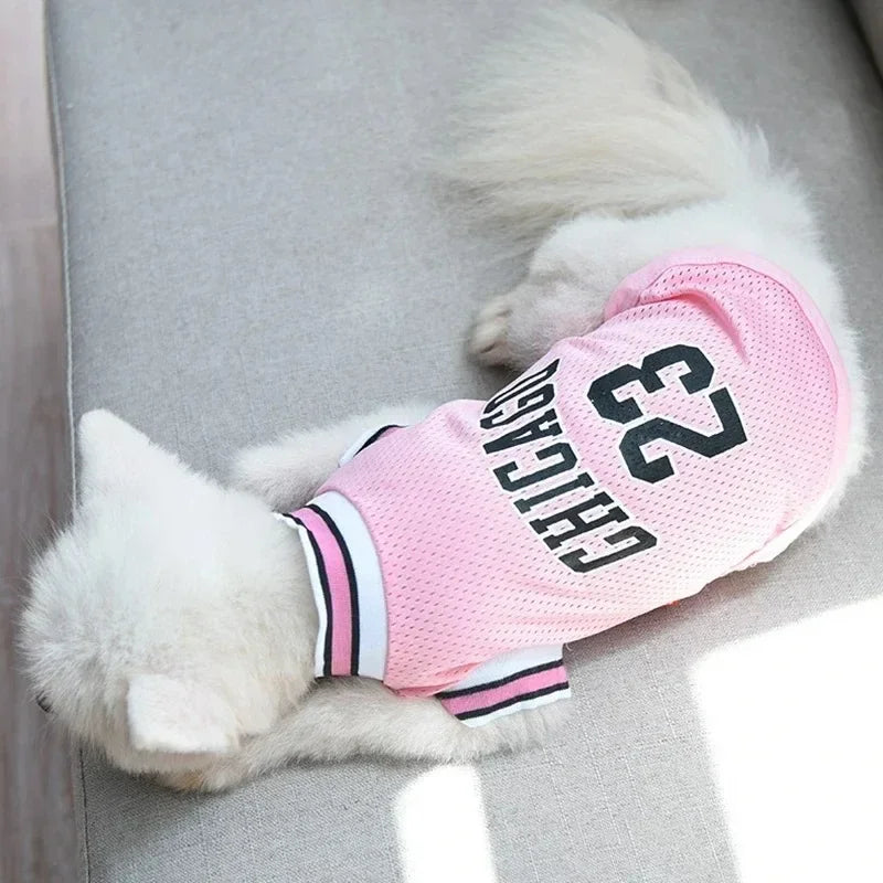 Dog Basketball Jersey Summer Pet Clothes Mesh Breathable Vest