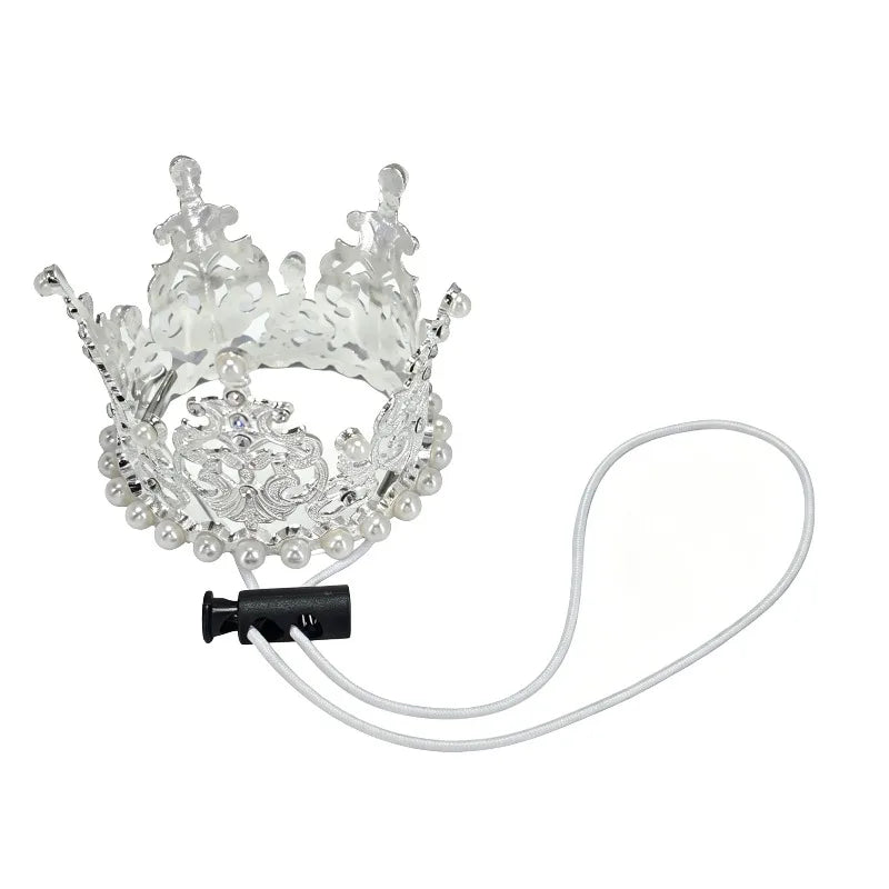 Dog Cat Crown Headband Adjustable Strap Gold Plated Pet Hat