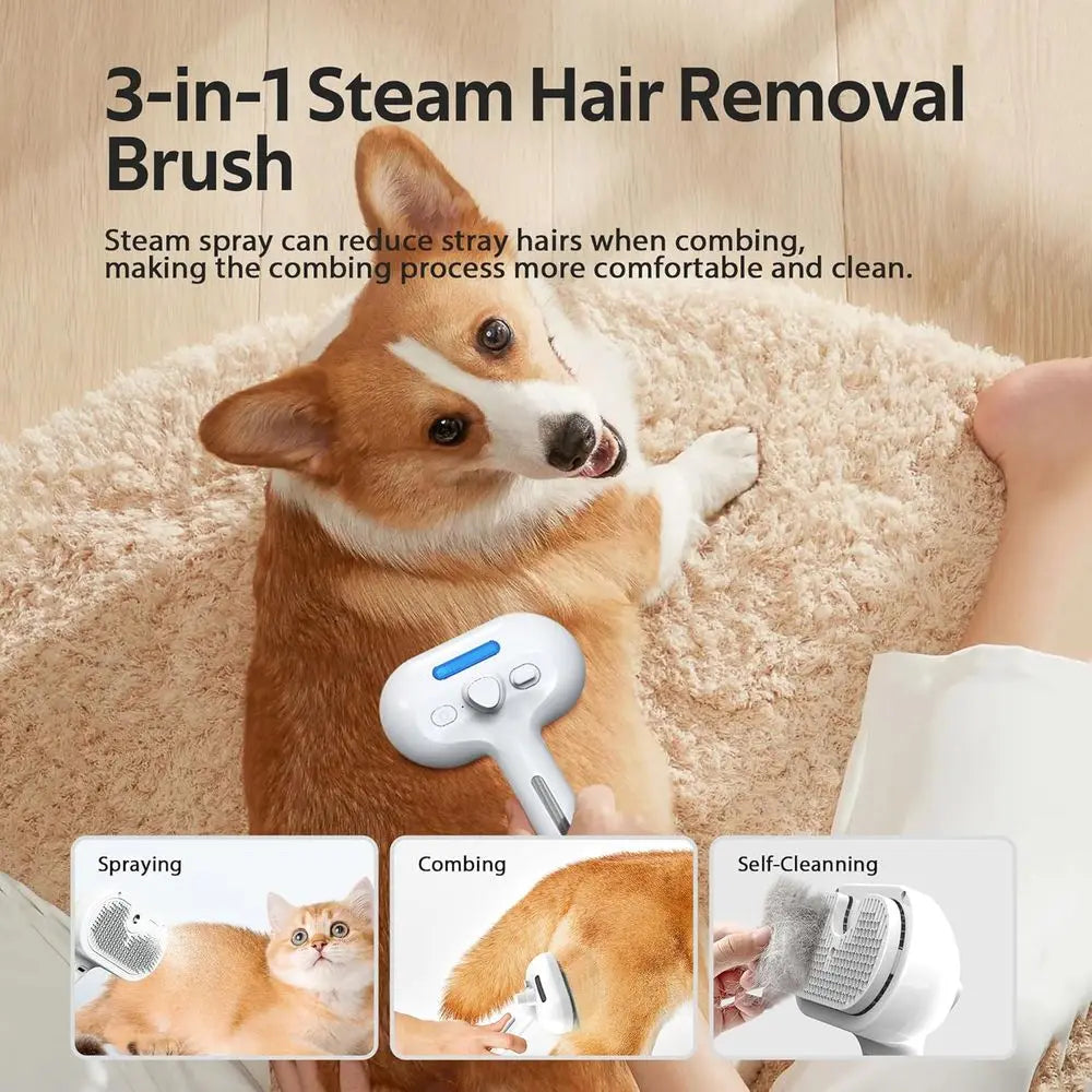 Pet Grooming Brush With Mist Spray Deshedding Tool For Dogs