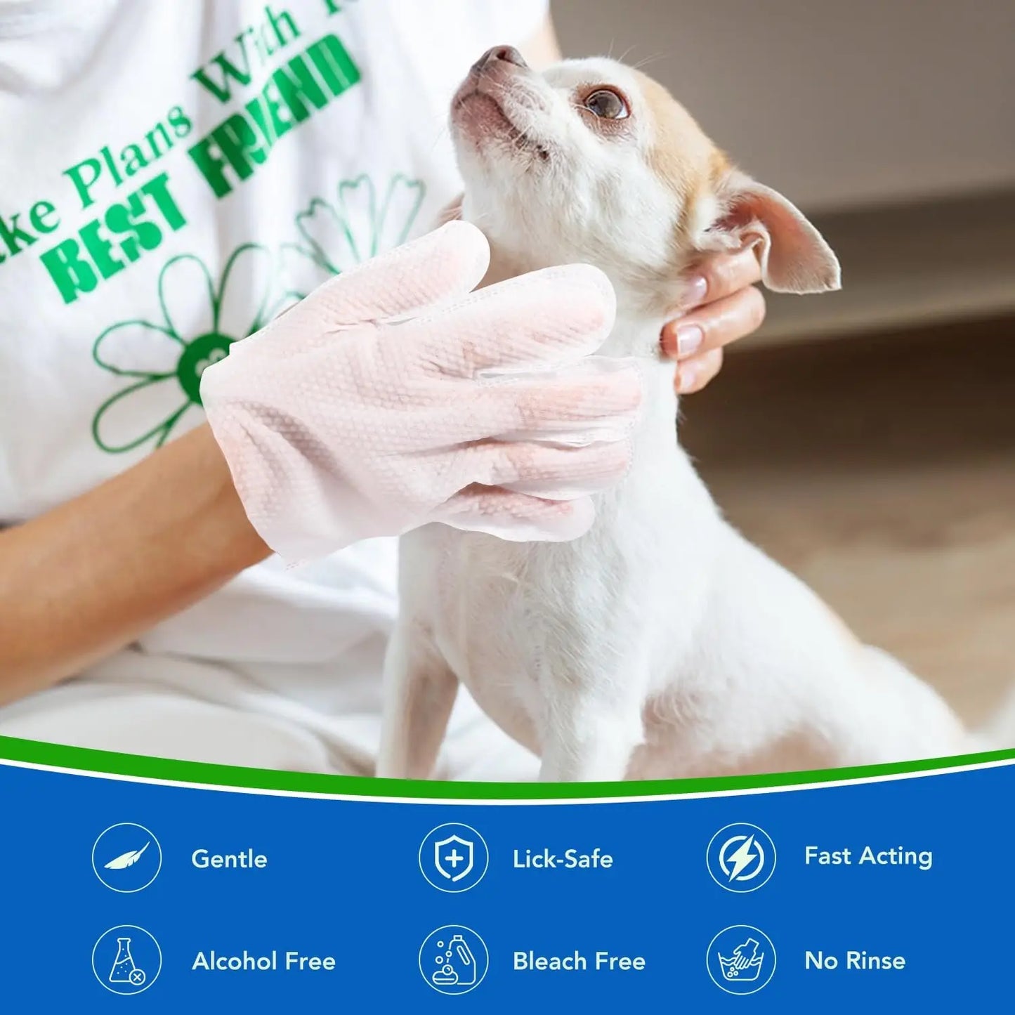 Pet Glove Wipes For Dogs And Cats, Unscented Grooming Towelettes