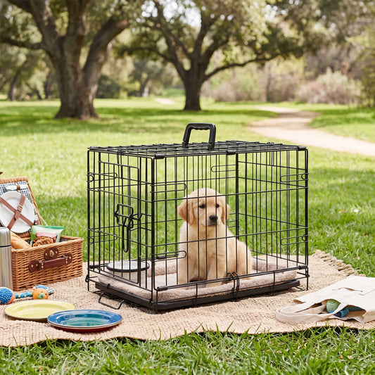 JHK Single Door Metal Dog Crate With Foldable Removable Tray