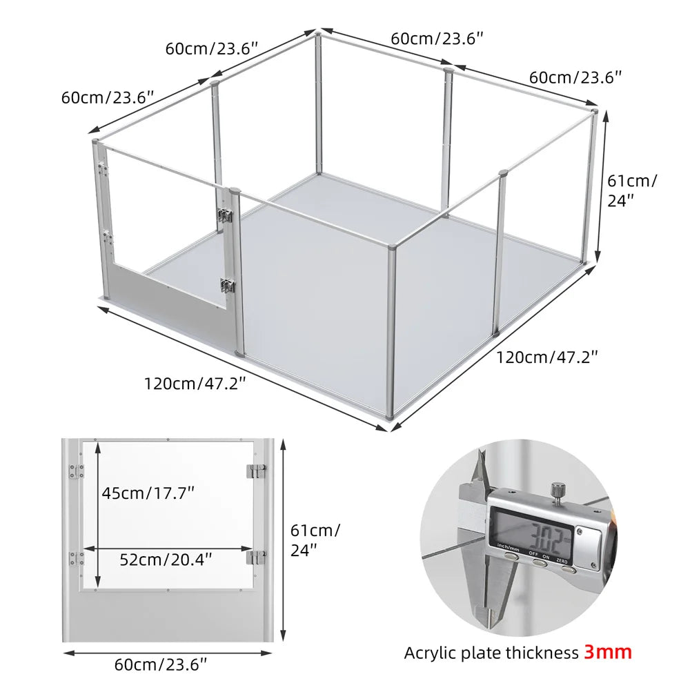 Borwart Durable Acrylic Dog Playpen And Secure Pet Enclosure