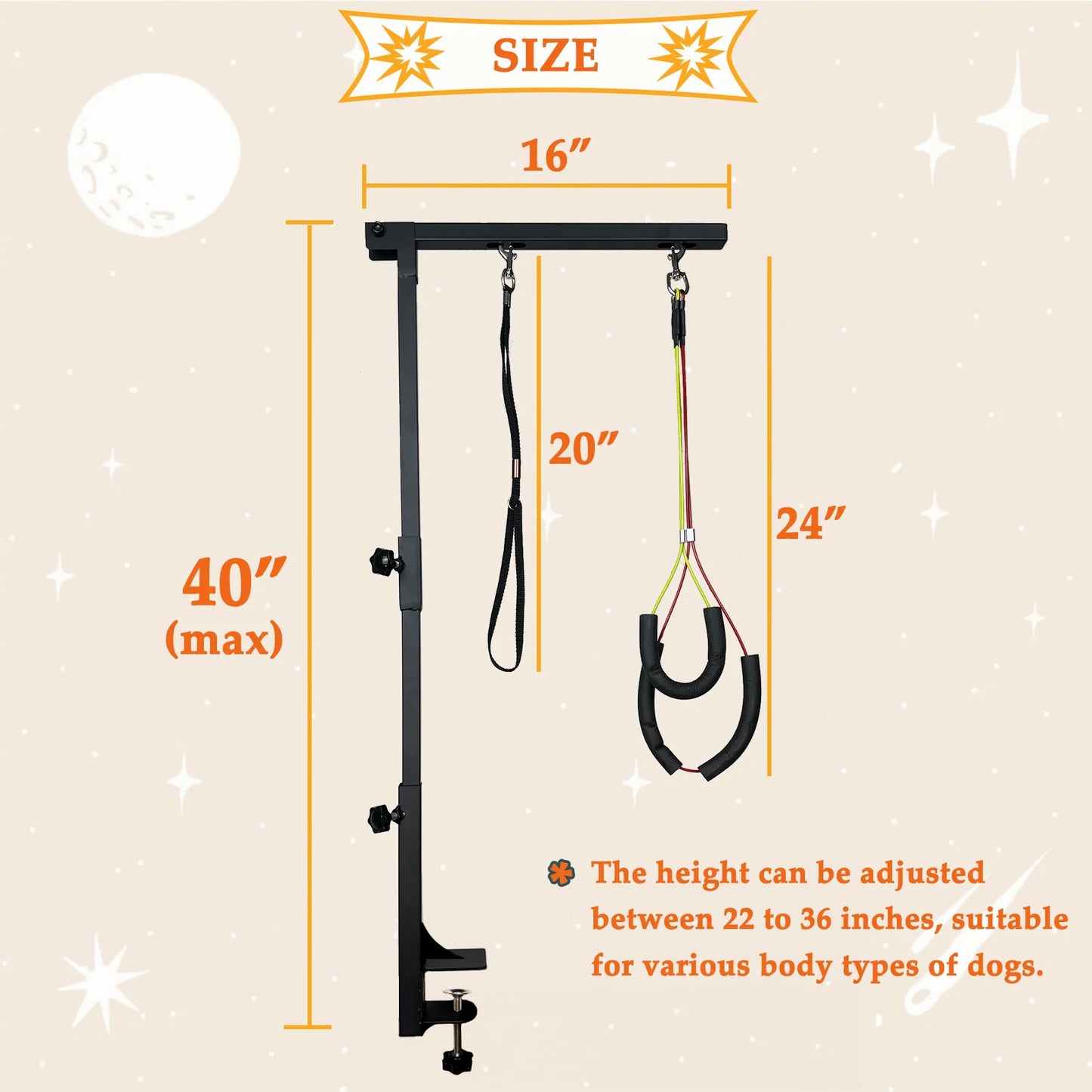 Adjustable Dog Grooming Arm With Clamp And Loops Accessory