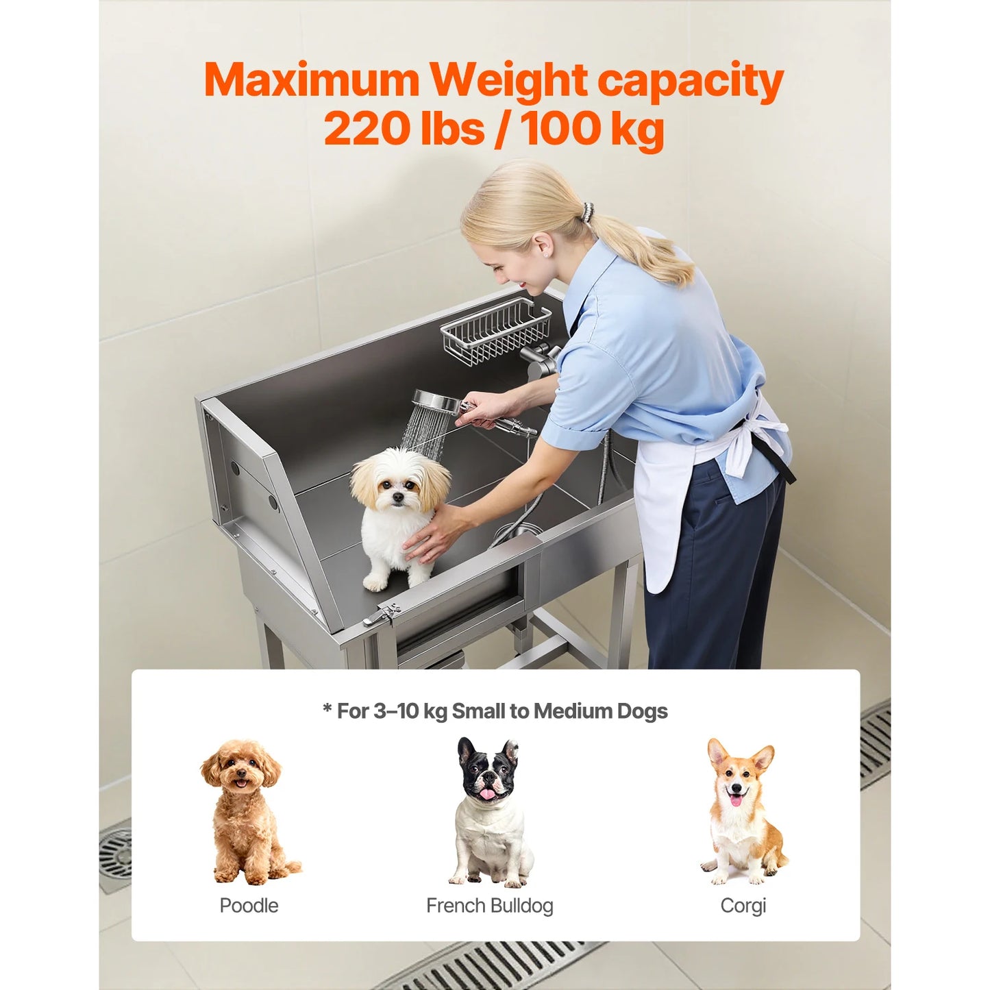 SucceBuy 34 Inch Stainless Steel Dog Washing Station Sink