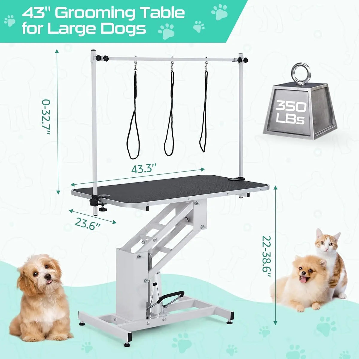 Garvee Electric Pet Grooming Table With Adjustable Stainless Steel Arm