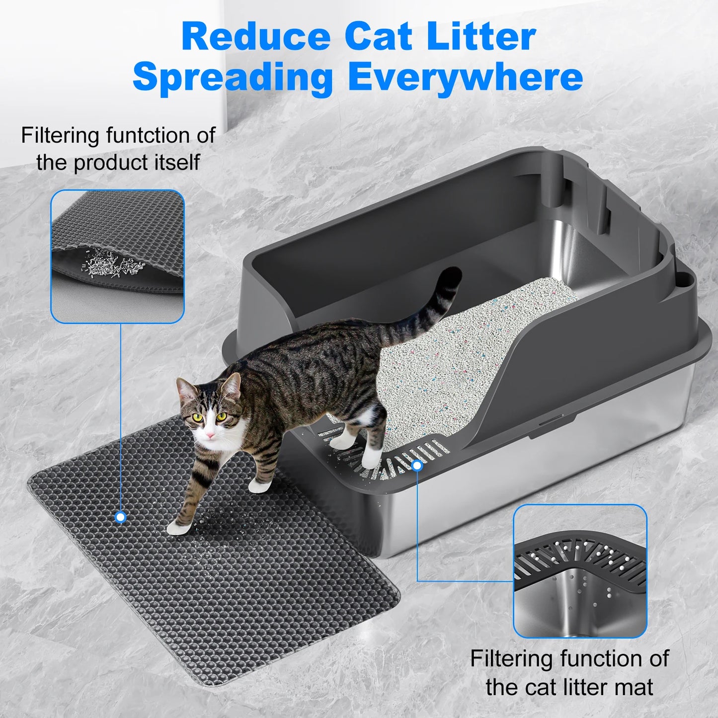 Stainless Steel Cat Litter Box With Lid Leak Proof