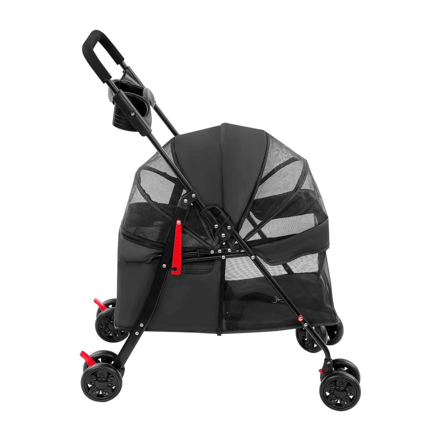 Foldable Pet Travel Cart With Water Cup Holder And Handle