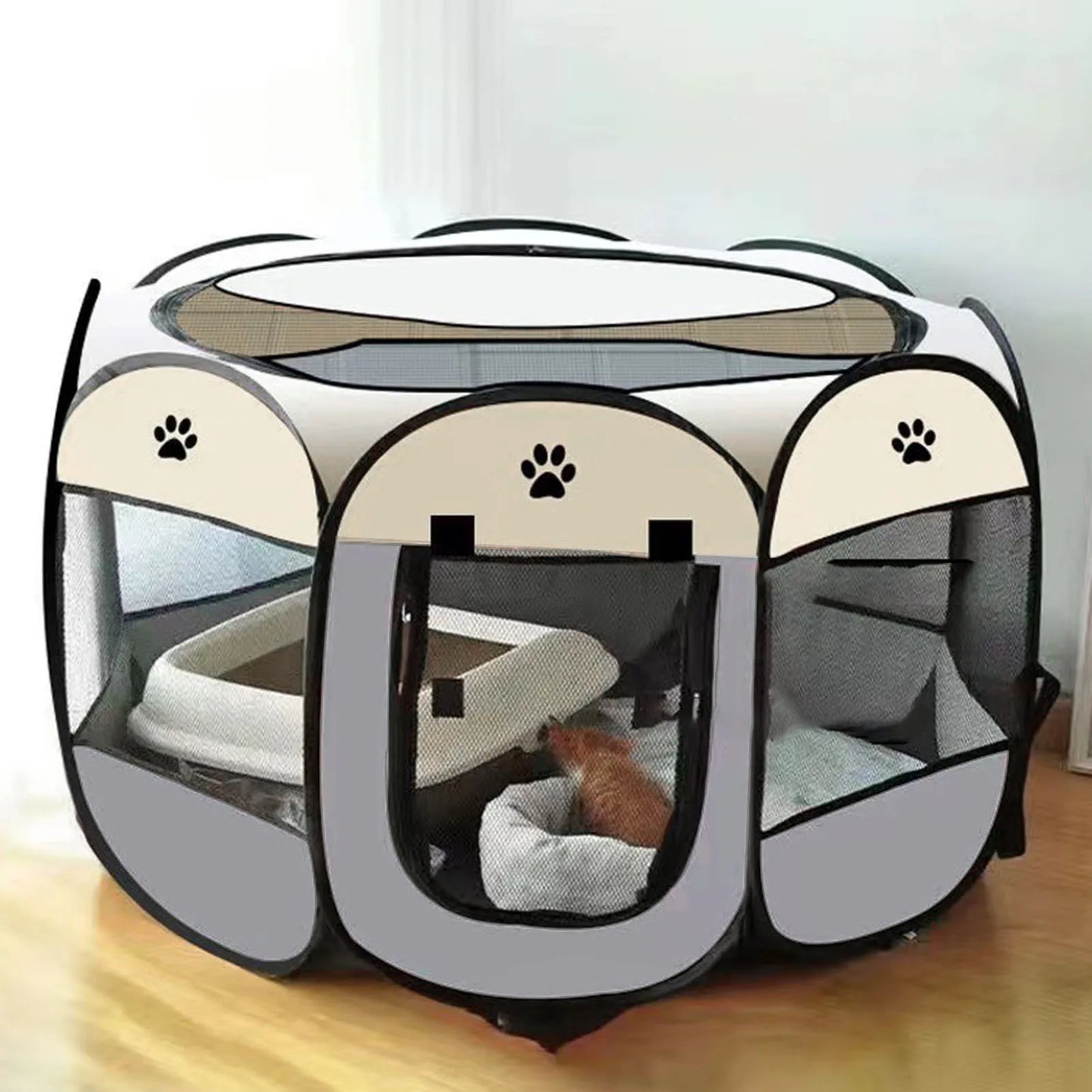 TOPINCN Portable Dog Crate Breathable Foldable Kennel Cats Dogs
