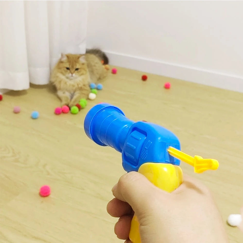 Premium Interactive Cat Plush Ball Shooting Toy Launcher
