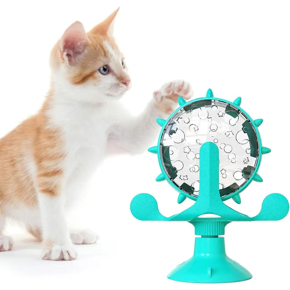 Interactive Cat Treat Dispenser Toy With 360 Degree Windmill