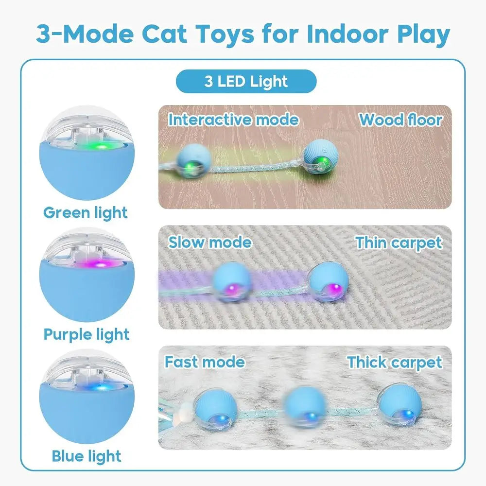 Active Enrichment Cat Toy With Elastic Tail And Automatic Rolling