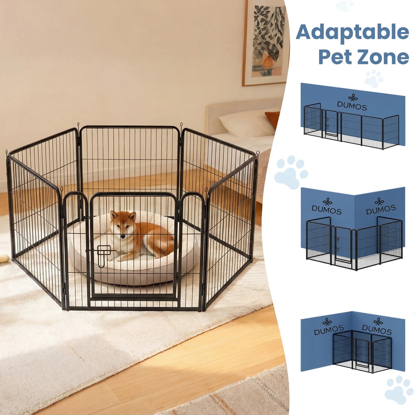 JHK Durable Metal Dog Playpen Foldable Outdoor Pet Exercise Fence