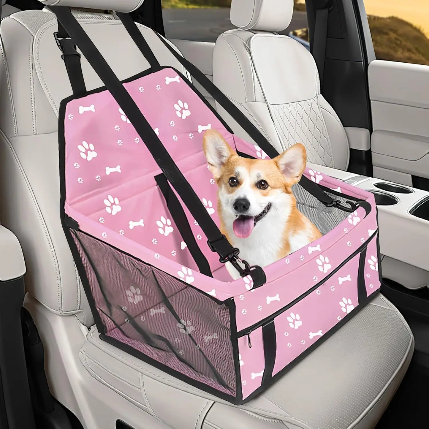 Waterproof Pet Car Seat For Small Dogs Cats Oxford Booster With Seatbelt