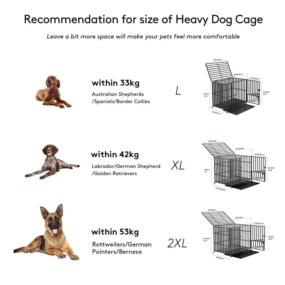 BORWART Heavy Duty Dog Crate Square Tube with Lockable Wheels