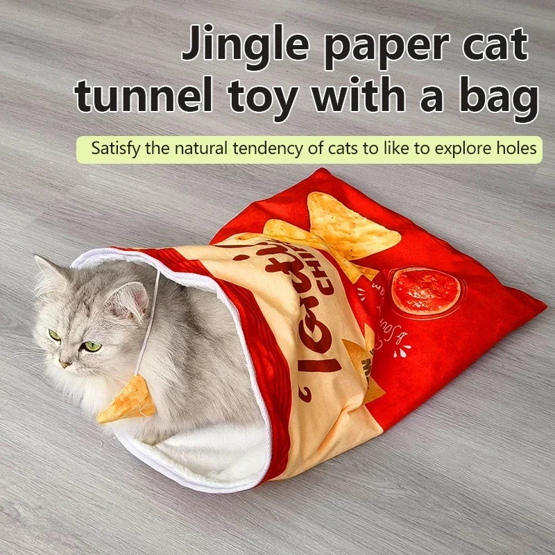 Interactive Collapsible Cat Tunnel Toy With Plush Ball For Cats