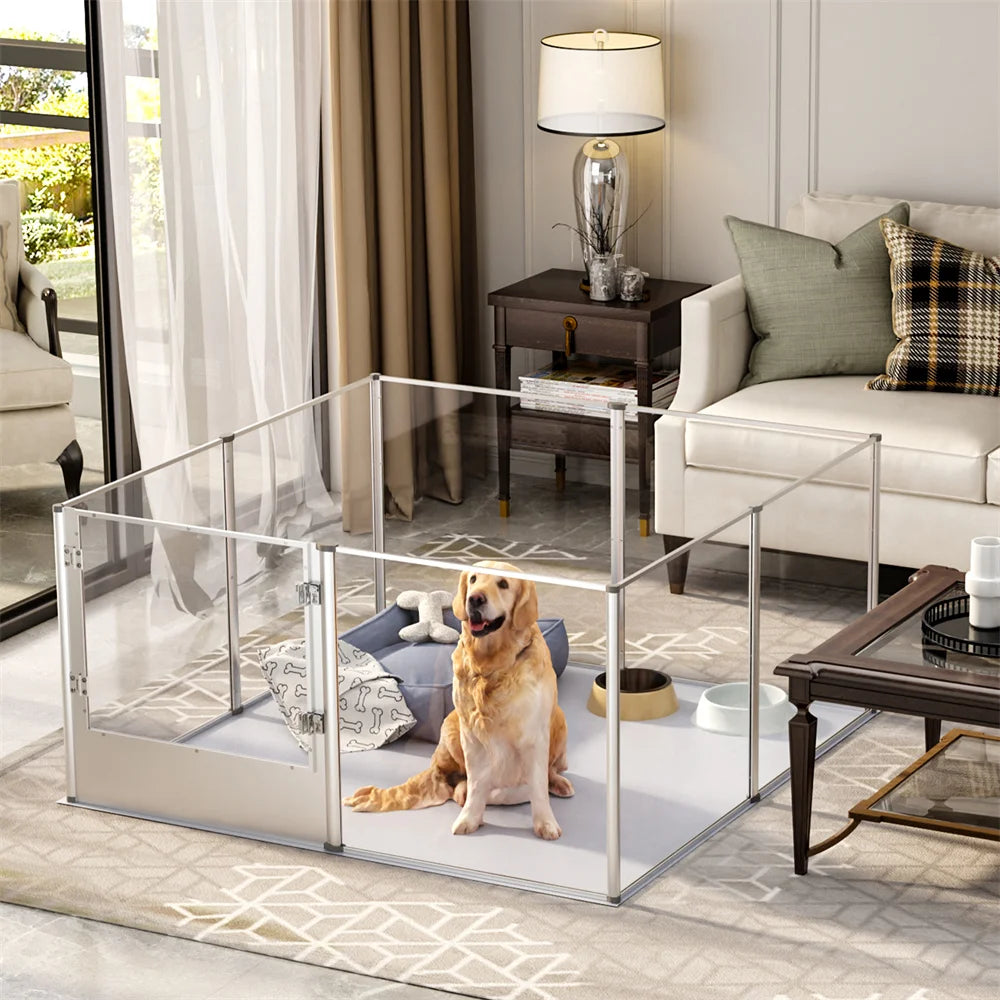 Borwart Durable Acrylic Dog Playpen And Secure Pet Enclosure