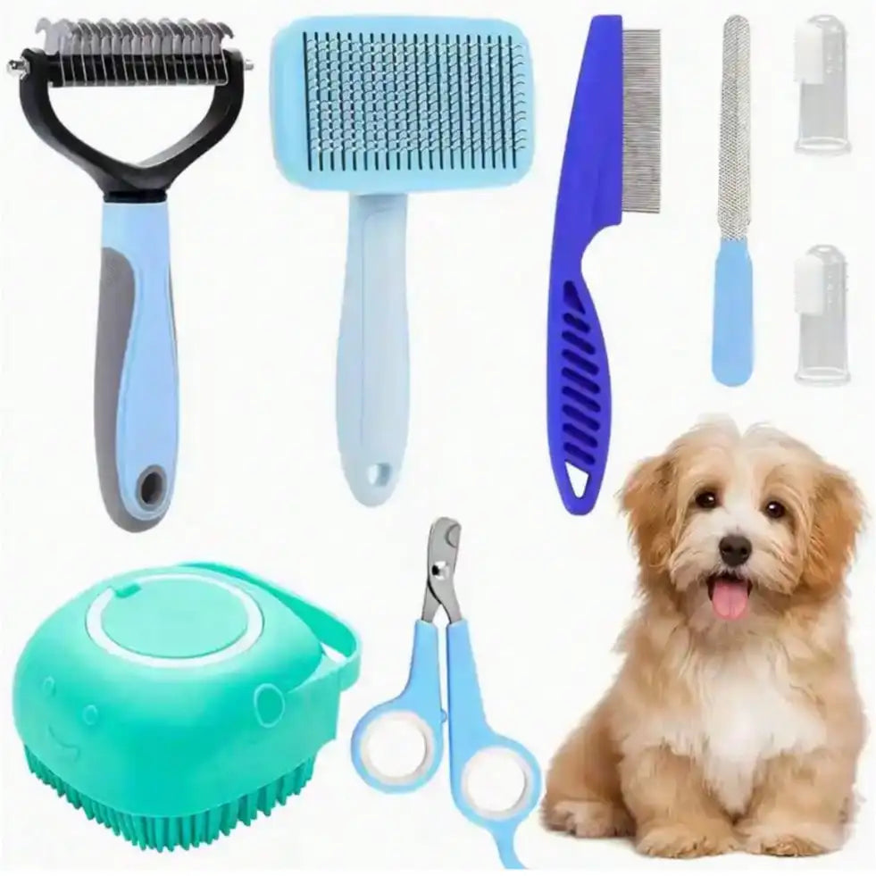 Pet Grooming Kit Nail Clippers Flea Comb And Dental Toothbrush