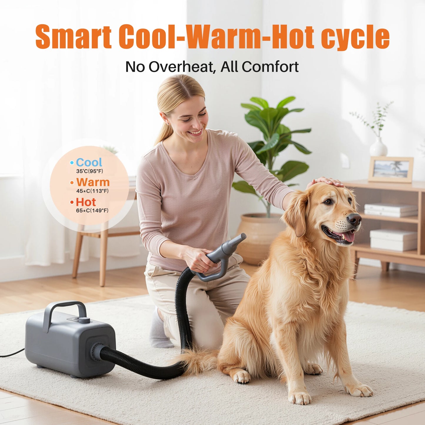 Low Noise Dog Grooming Vacuum Dryer With Adjustable Nozzles