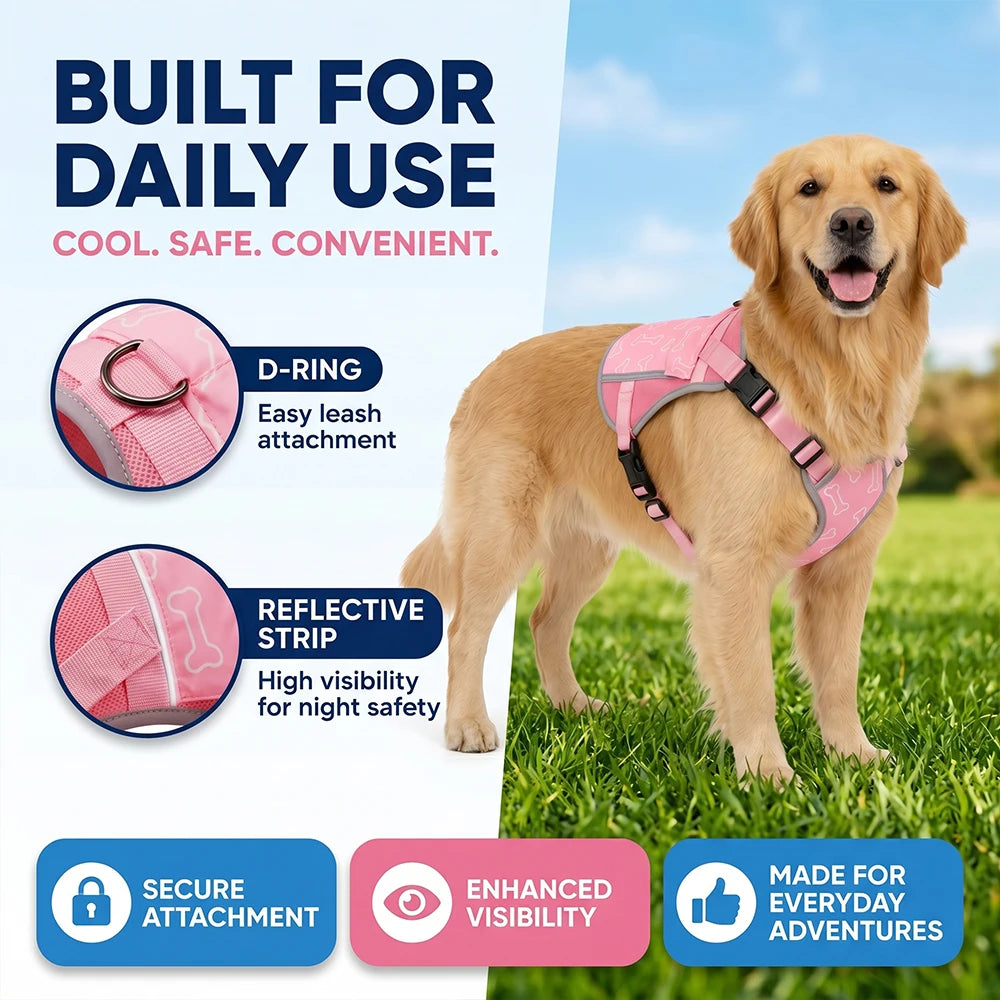 Dog Cooling Vest With Replaceable Cooling Packs For Outdoors