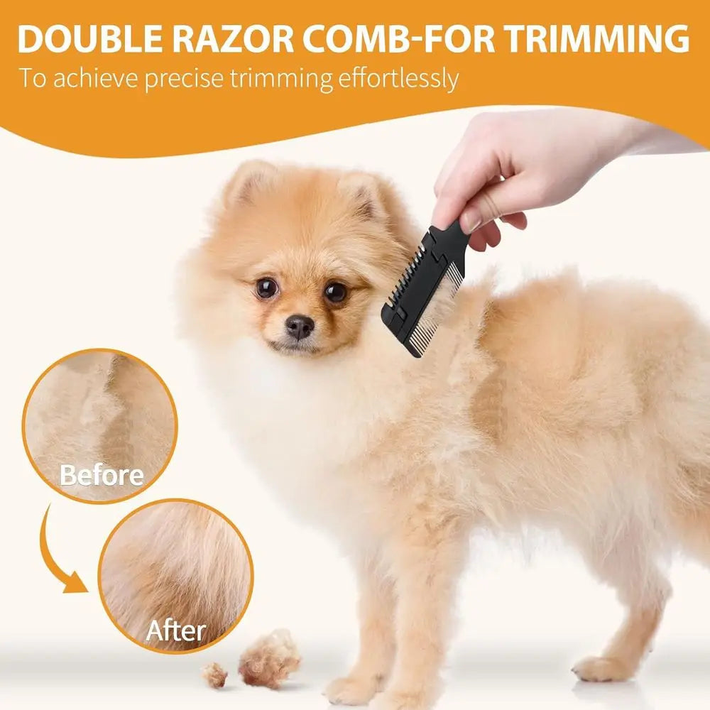 Grooming Two Combs for Dogs and Cats With Twenty Blades