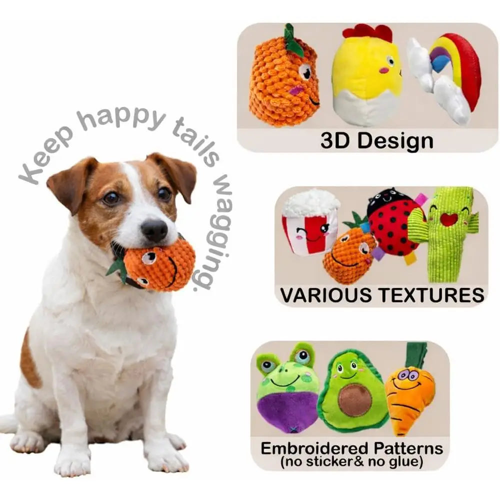 Squeaky Plush Dog Toys Pack for Small and Medium Pets