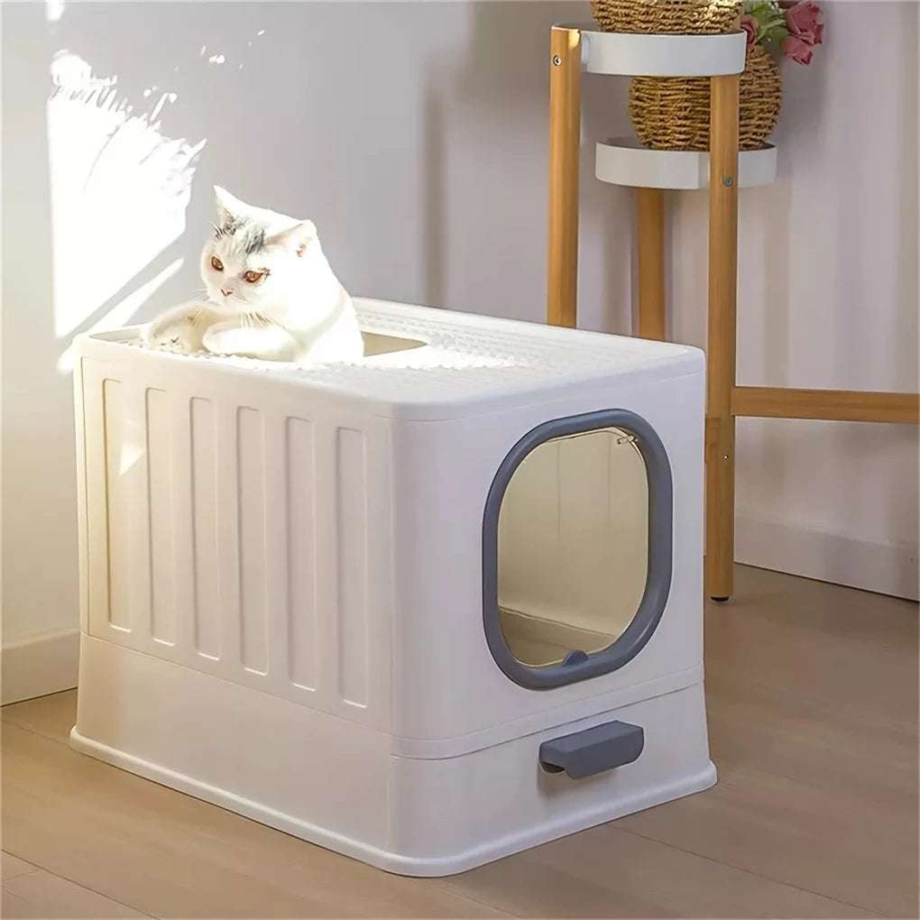 Leak Proof Enclosed Cat Litter Box With Drawer And Scoop
