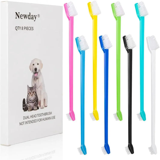Dog Toothbrush 8-Pack Dual Head Soft Bristles For Pets