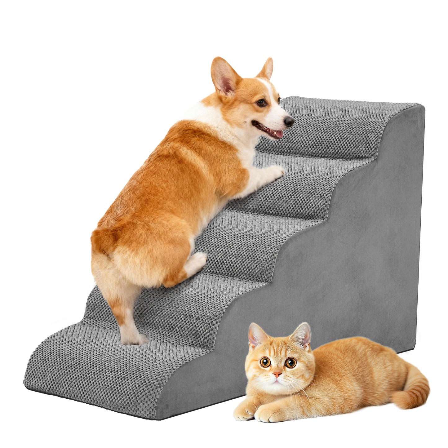 Curved High-Density Foam Dog Stairs Ramp For Small Dogs Non-Slip
