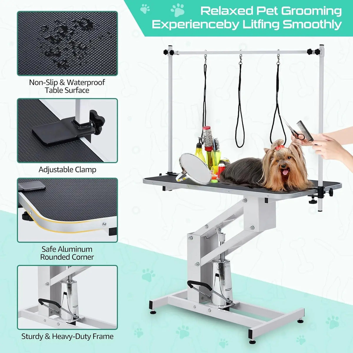 Garvee Electric Pet Grooming Table With Adjustable Stainless Steel Arm