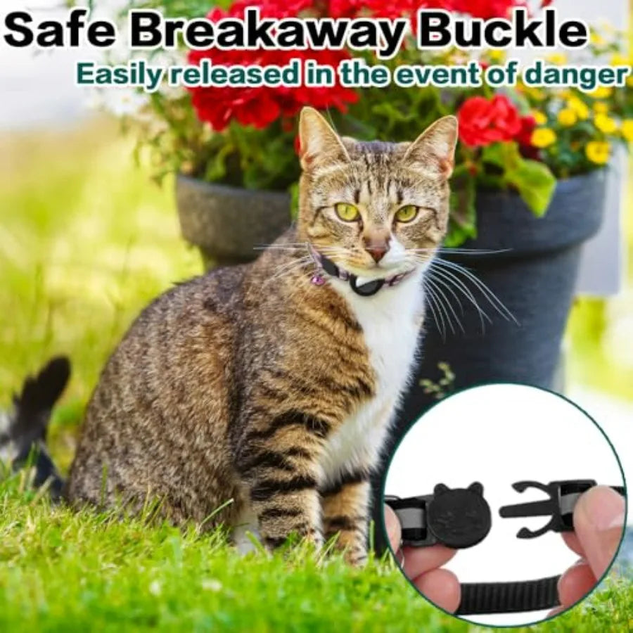 AirTag Cat Collar Breakaway With Reflective Strip AirTag Holder Bell