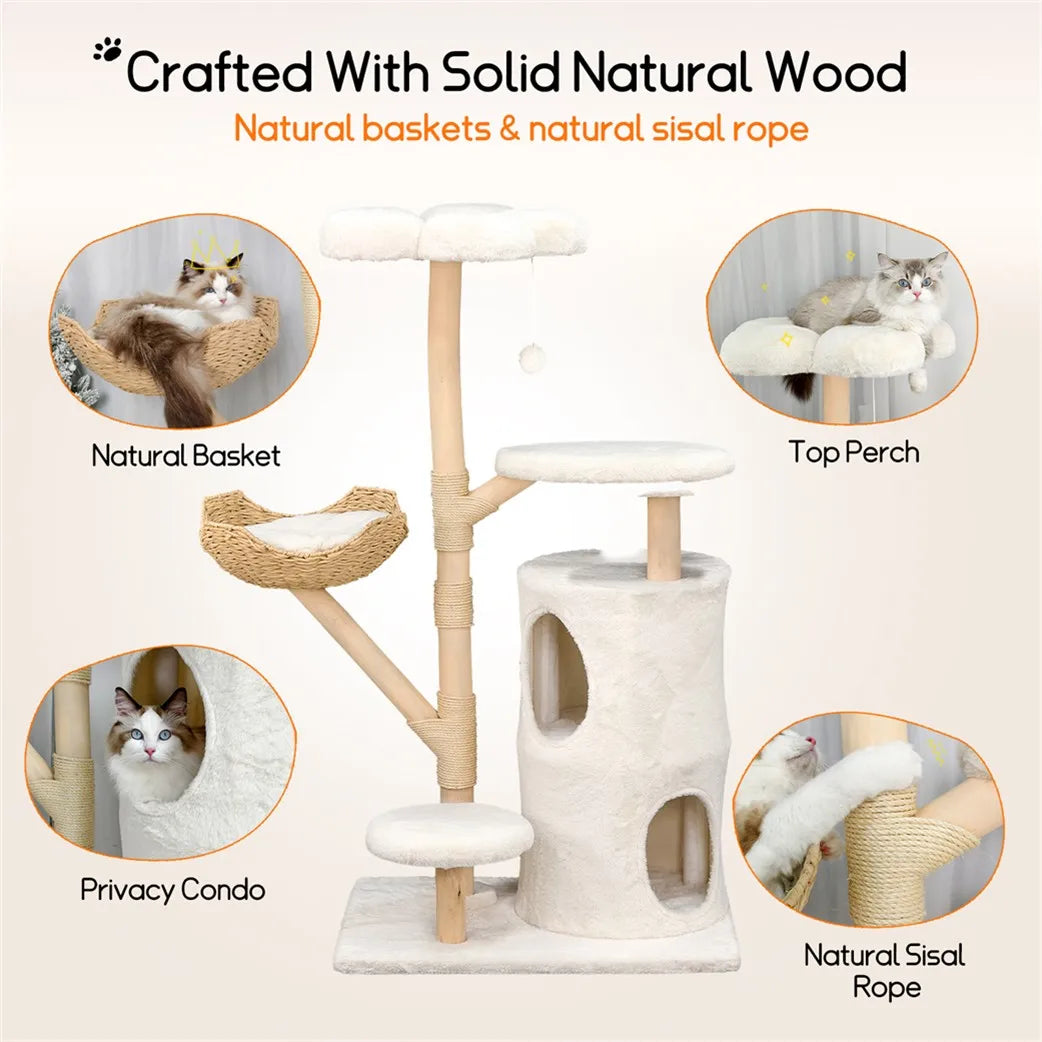 Borwart Double Tier Cat Tree Scratching Post and Activity Center