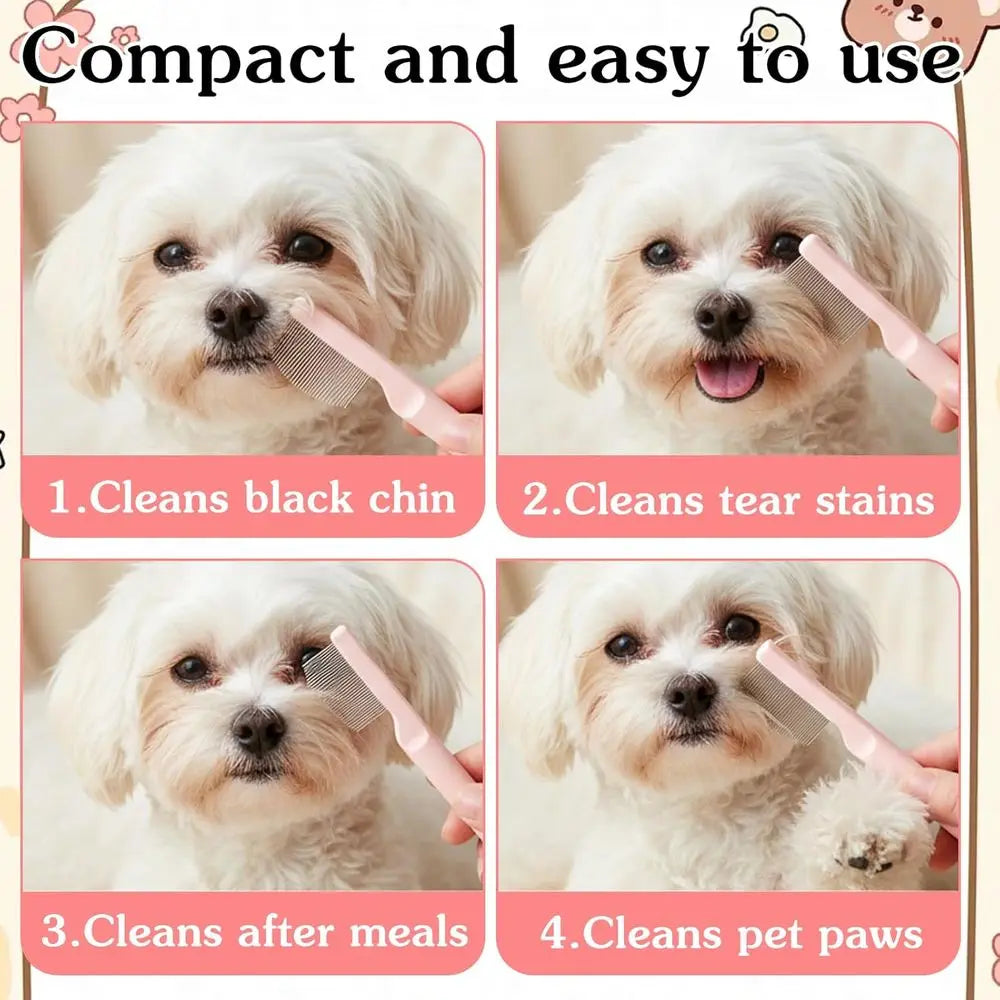 Stainless Steel Pet Grooming Eye Comb For Dogs Round Tip