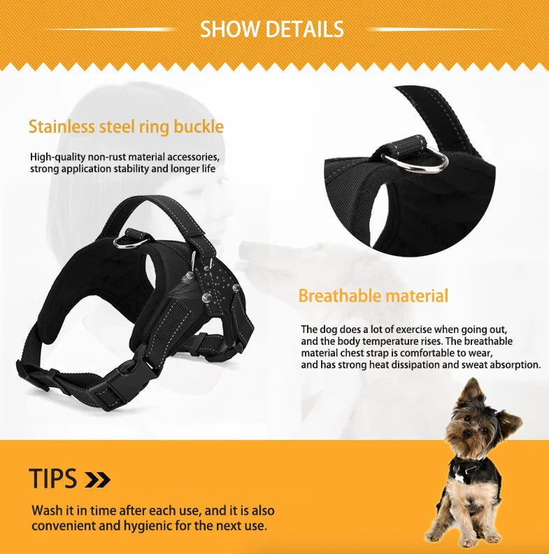 No Pull Dog Harness Reflective Adjustable Vest With Top Handle