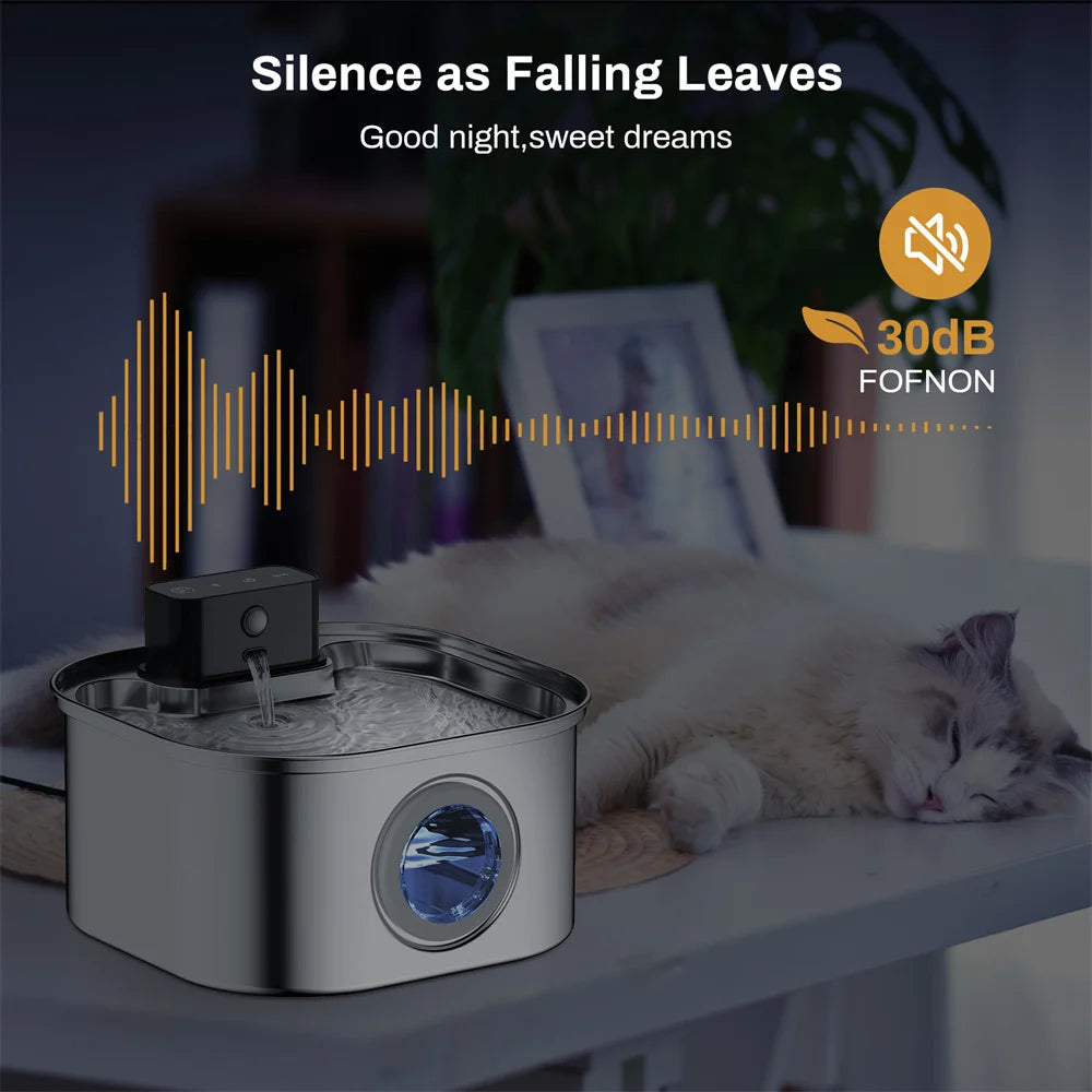 Weomg Rechargeable Stainless Steel Pet Water Fountain For Cats Dogs